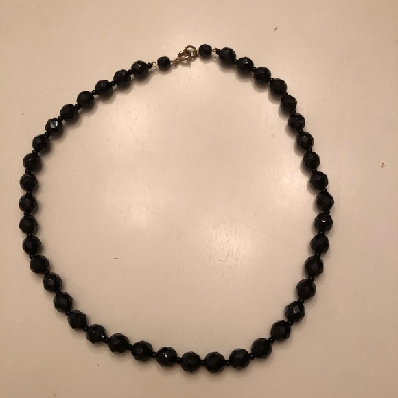victorian Jewelry - Vintage jet black crystal necklace